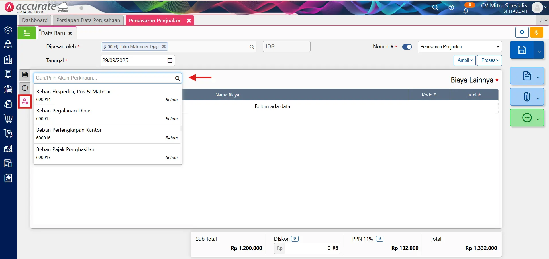 Membuat Penawaran Penjualan PKP & biaya